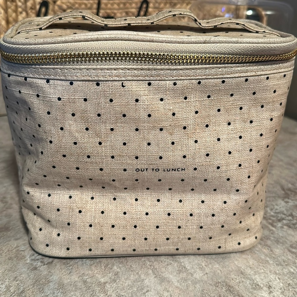 Kate Spade Cream and Black Polka Dot Lunch Bag